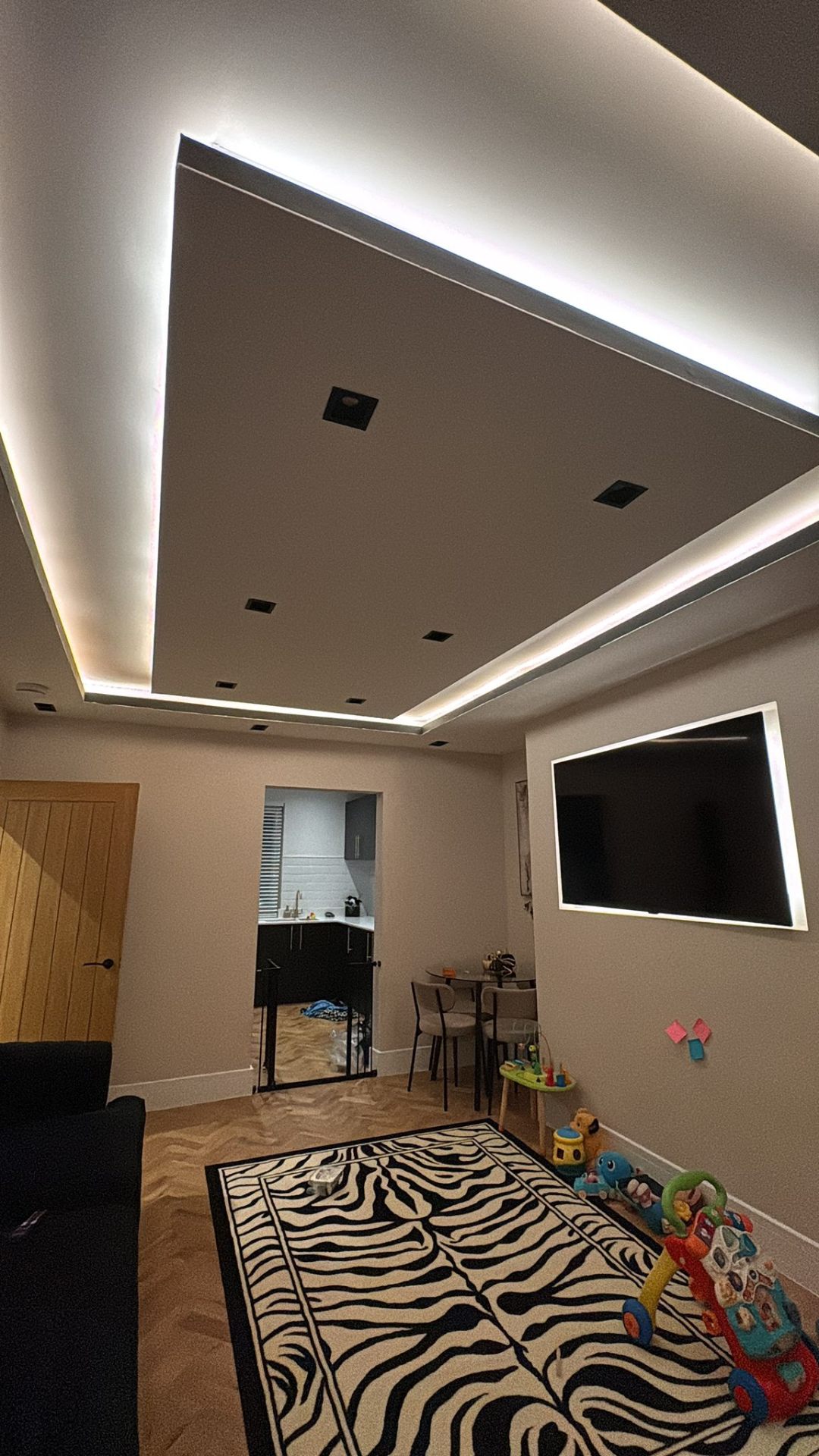 LED tray ceiling installed as part of a Glasgow house renovation
