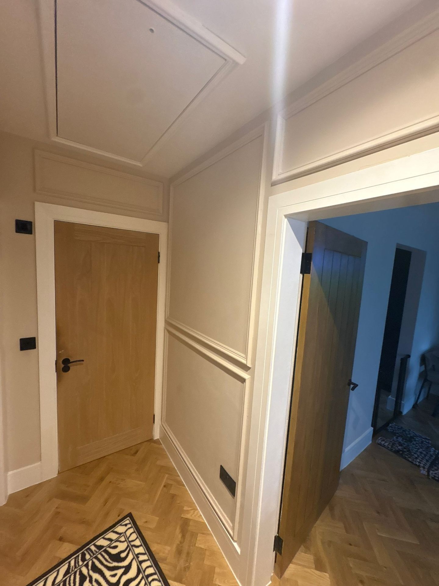 Herringbone wood flooring laid in a Glasgow living room