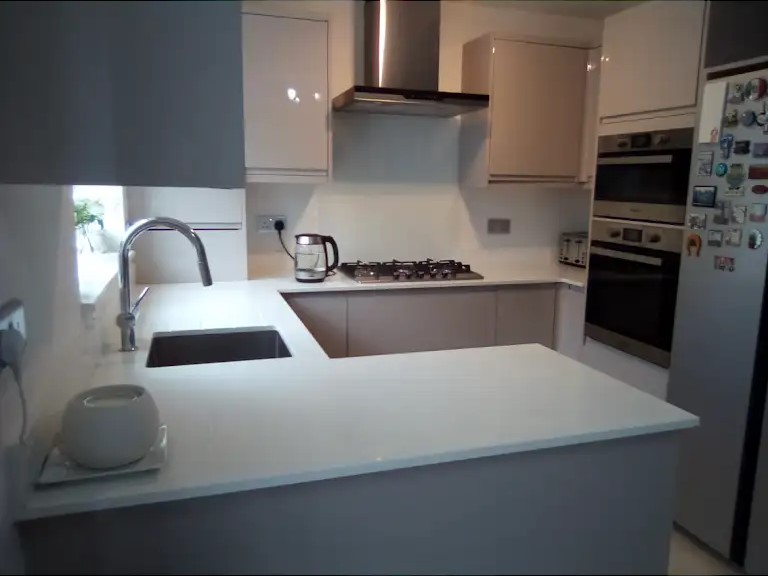 Plastered island in kitchen